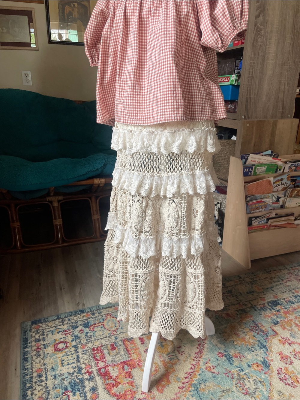 Crochet Tiered Maxi Skirt OS